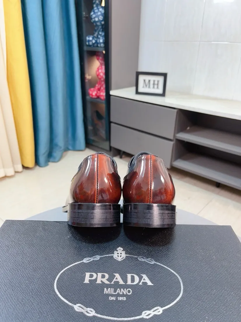 Men's shoes 💰540🌹🌹【PRADA Leather Shoes】Top purchasing agent Original imported Italian custom cowhide leather surface, fully imported water-dyed breathable cowhide lining, original factory special molded sole super comfortable, size: 38-44
